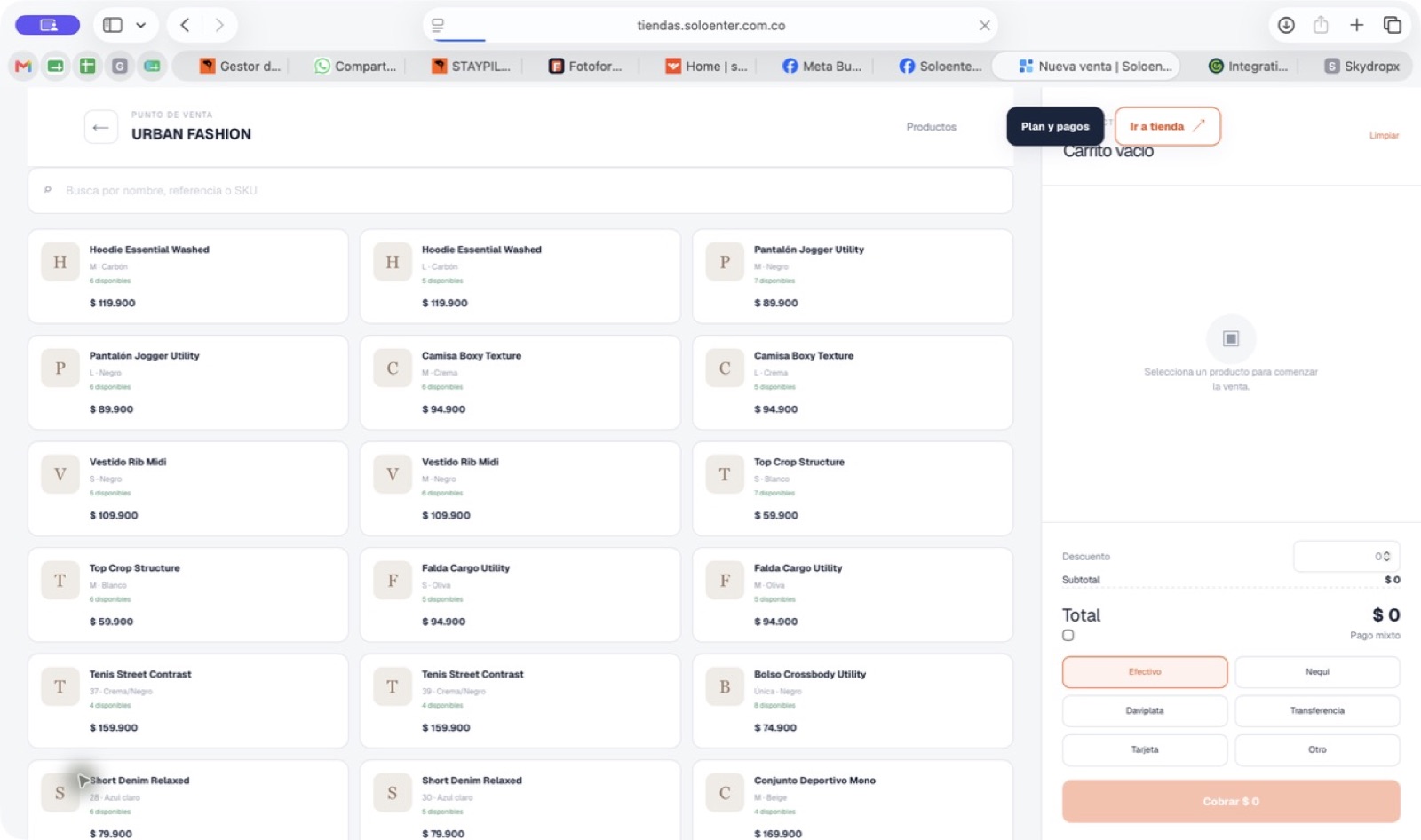 Administrador de Tiendas Soloenter desde computador